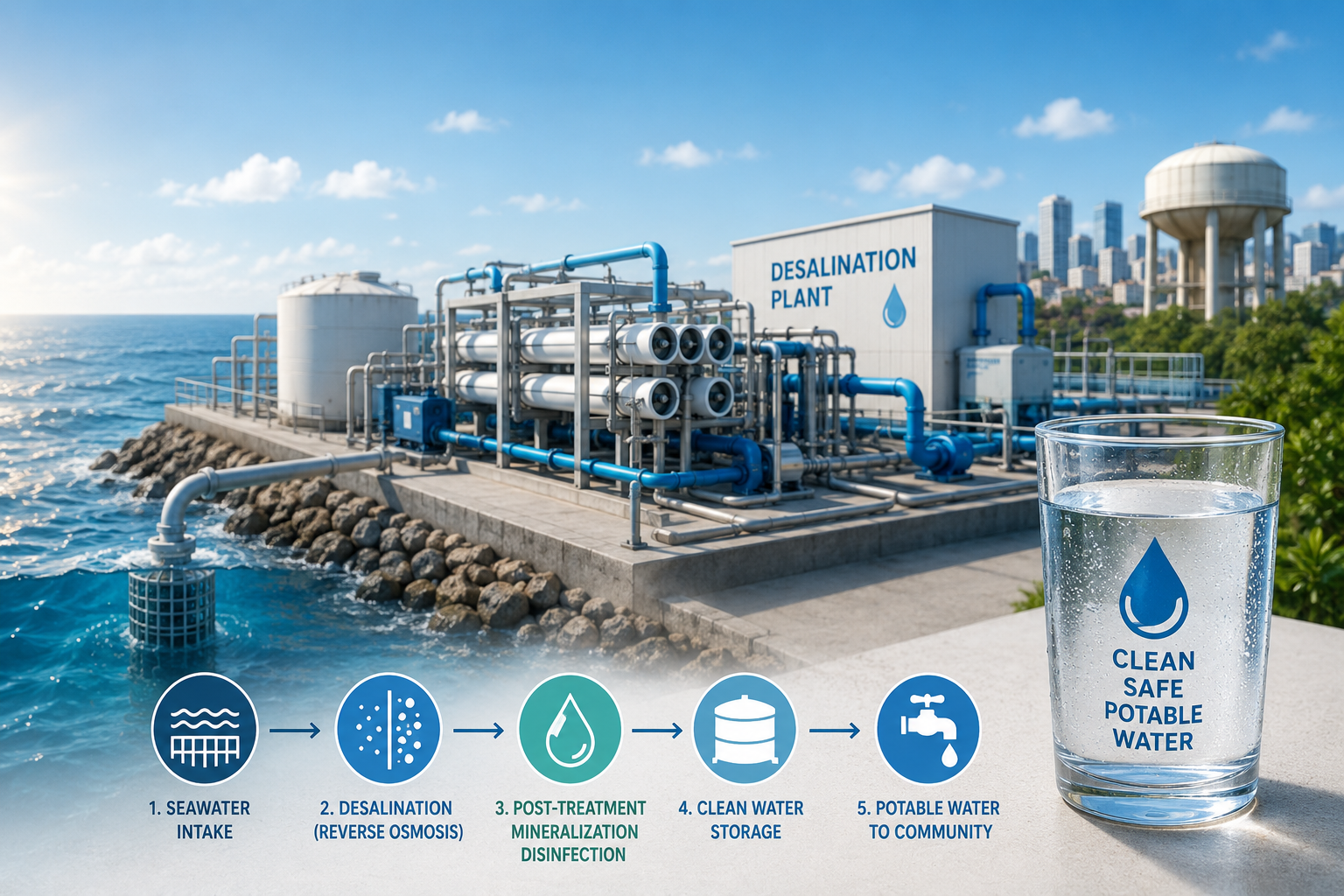 AWE-powered desalination and potable water
